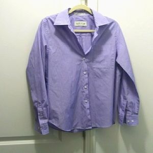 Long sleeve button down shirt lilac(light purple) with white stripe